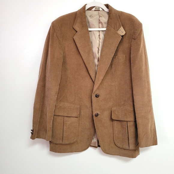 Carl Michaels Mens Tan Corduroy Fitted Blazer size R40 - Picture 16 of 16